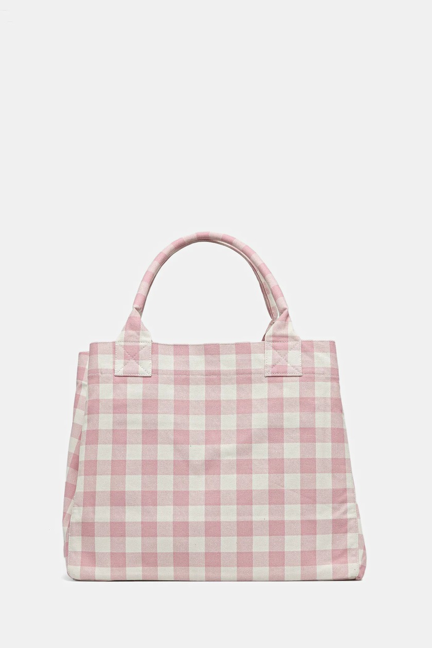 トートバッグ Xxl Pocket Shopping Bag - Ganni - Cotton - Pink GANNI cotton handbag Shopper XXL Pocket Vichy pink color