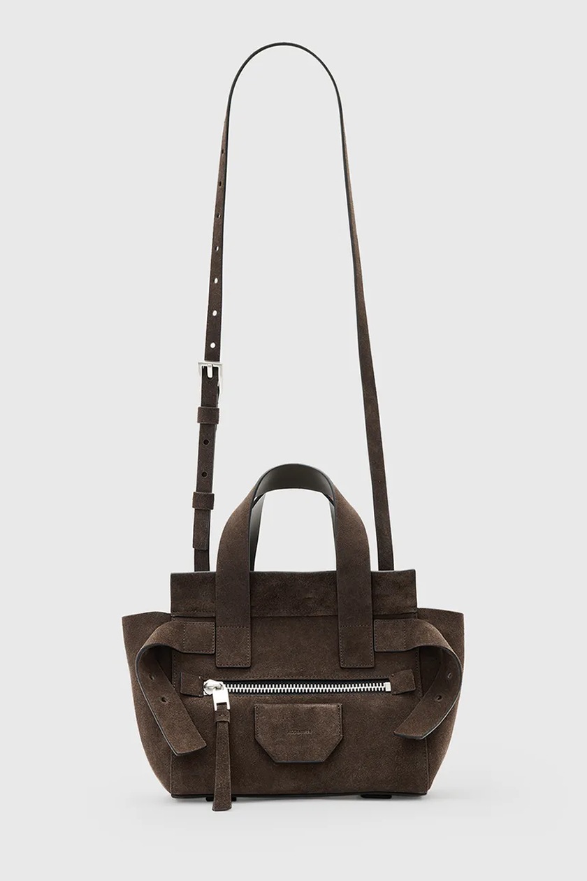 サボ AllSaints torebka zamszowa PEREZ kolor brązowy W358XD | Answear.com