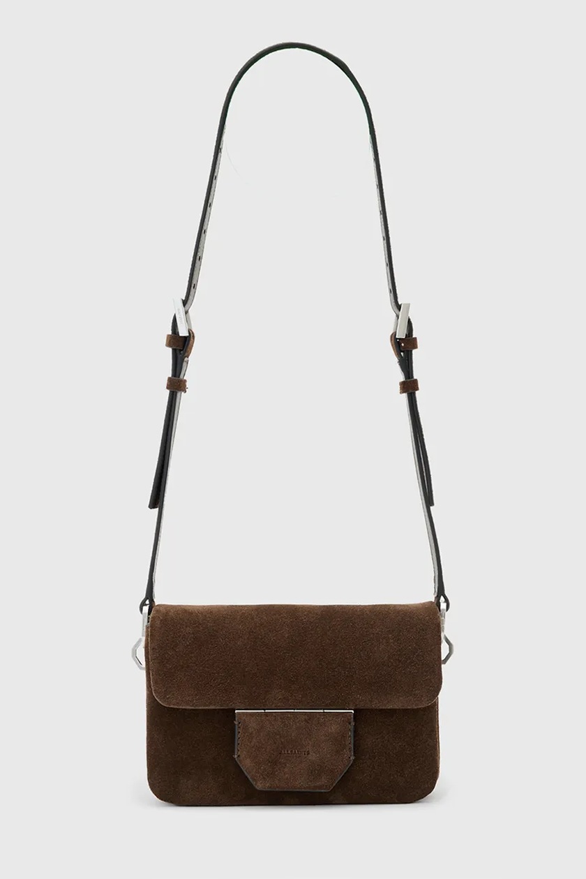 AllSaints torebka zamszowa JUPITER kolor brązowy W363XD | Answear.com