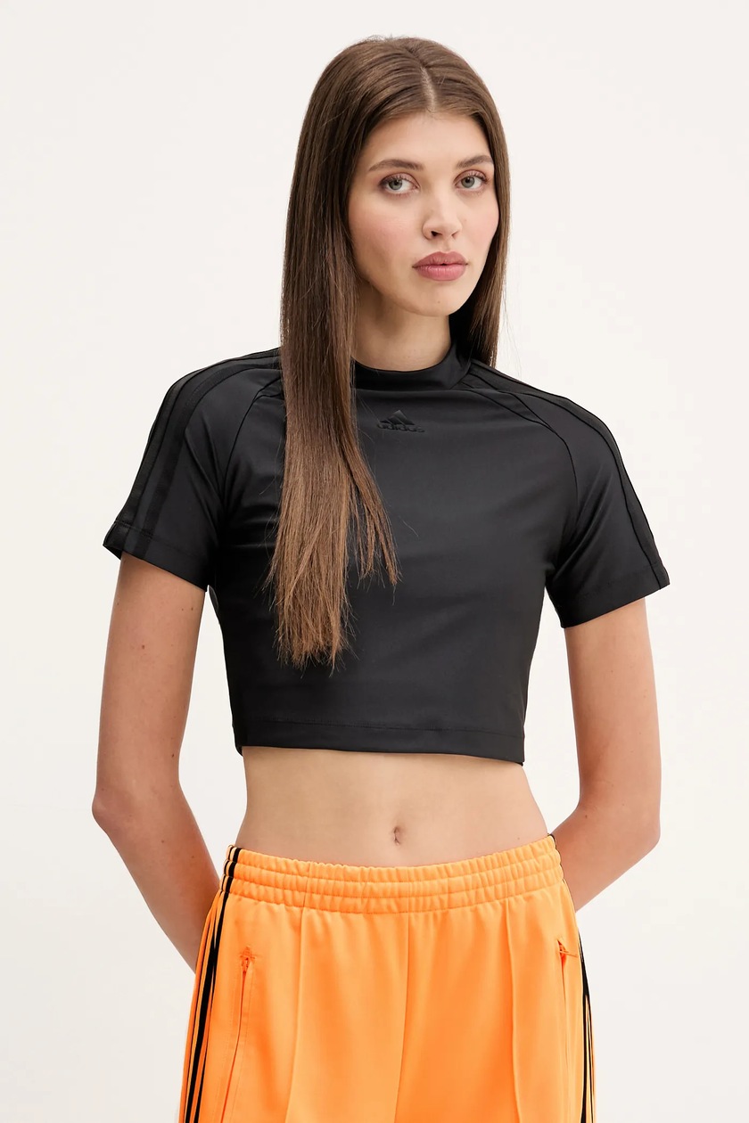 ■adidas■ 3S loose crop tee black JC8149 Adidas 3-Stripes Loose Cropped Tee – DTLR