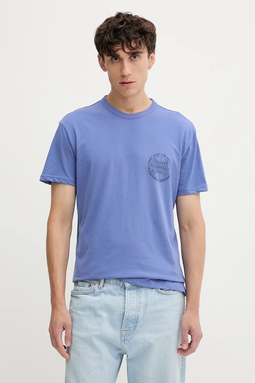Tommy Jeans t-shirt bawełniany męski kolor niebieski z