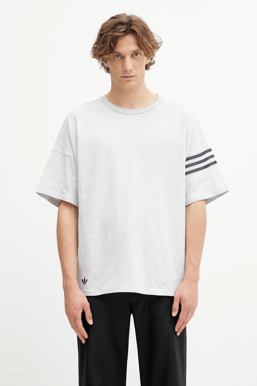 Хлопковая футболка adidas Originals Oversize Tee цвет серый с