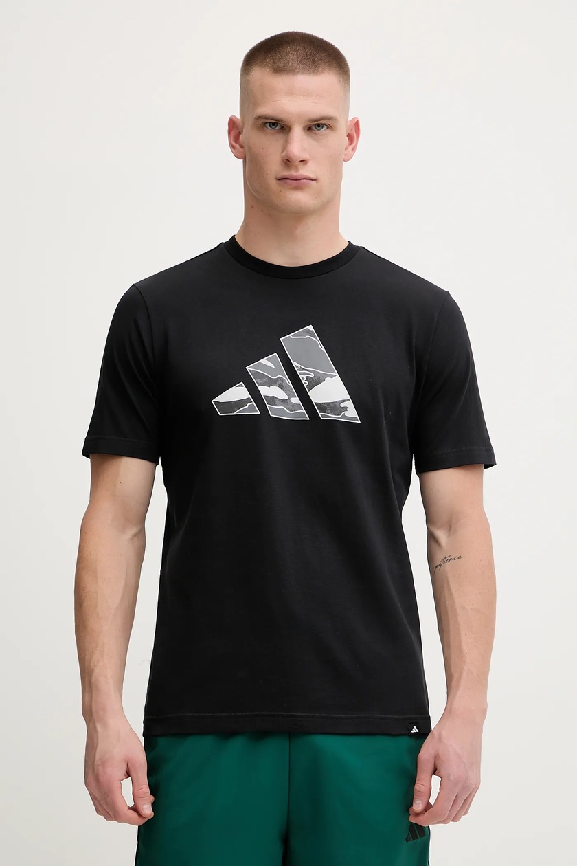 adidas t-shirt bawełniany Essentials męski kolor czarny wzorzysty