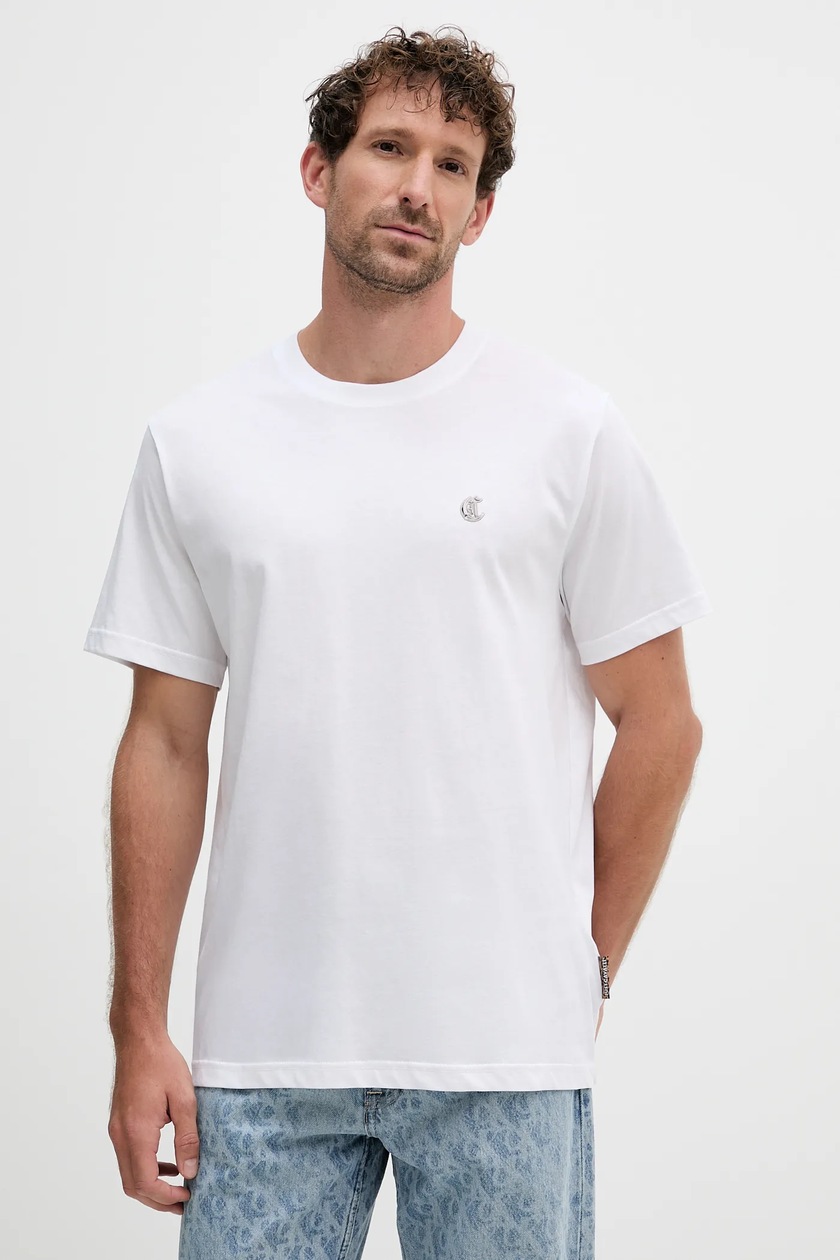 Just Cavalli t-shirt bawełniany męski kolor biały z