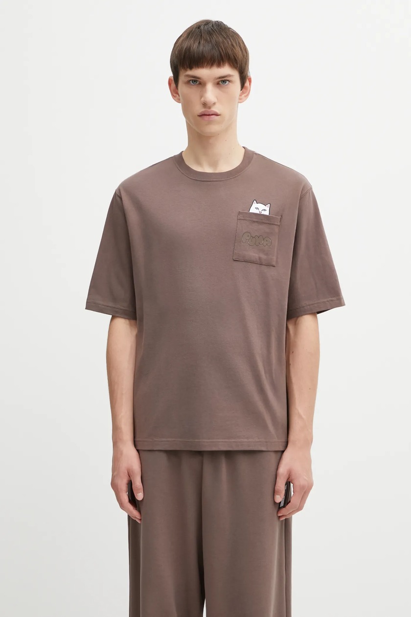 MM6 Maison Margiela cotton t-shirt men's brown color with a print