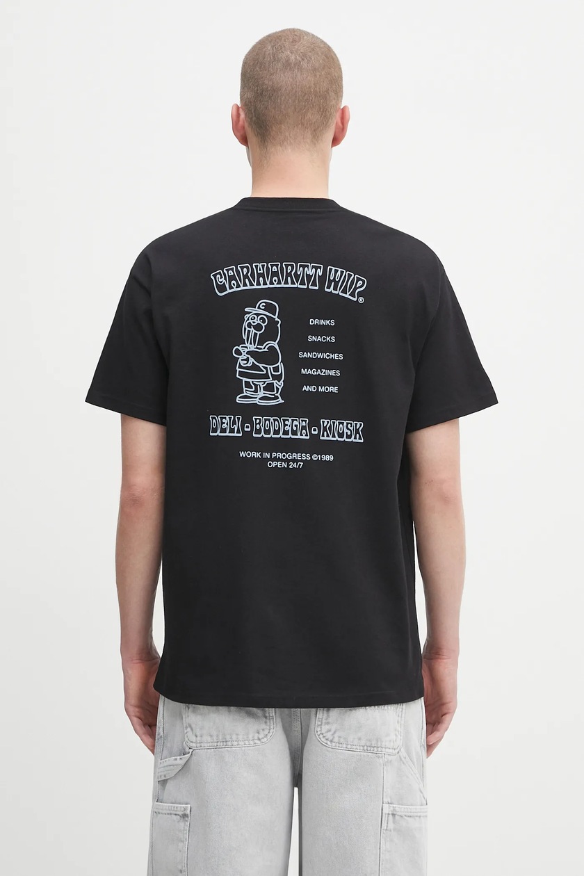 Tシャツ・カットソー CARHARTT WIP BLACK COTTON T-SHIRT Carhartt WIP cotton T-shirt Aces black color at PRM US