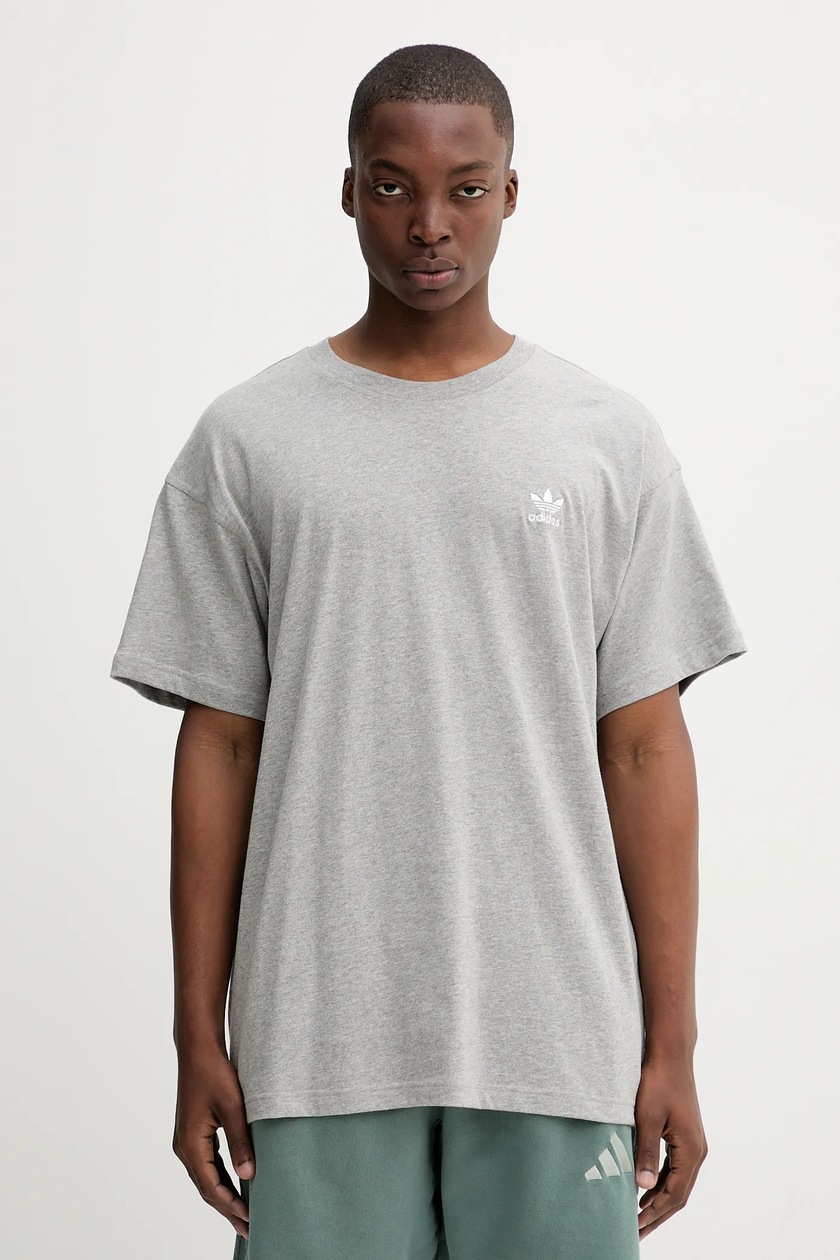 Хлопковая футболка adidas Originals Oversize Tee цвет серый с