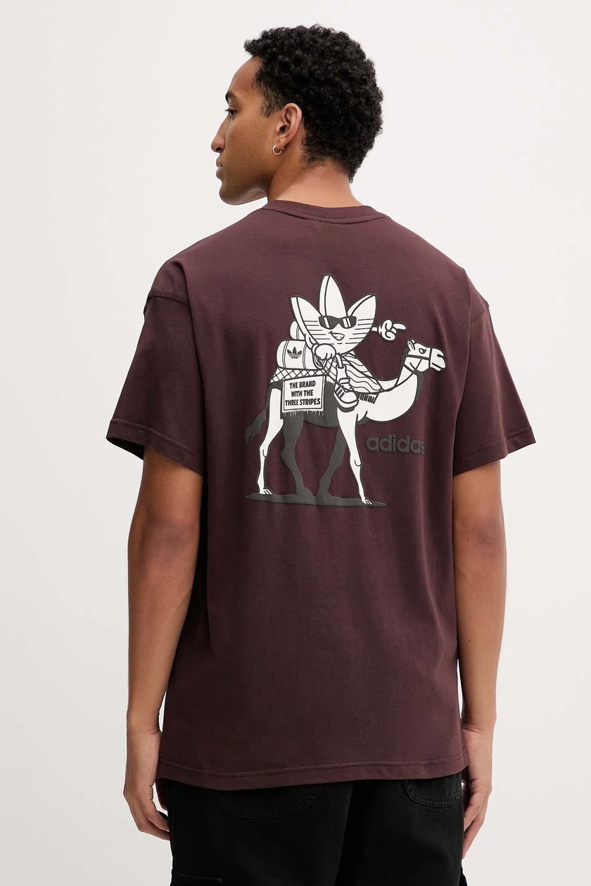adidas Originals tricou din bumbac Camel Treffy culoarea maro, cu