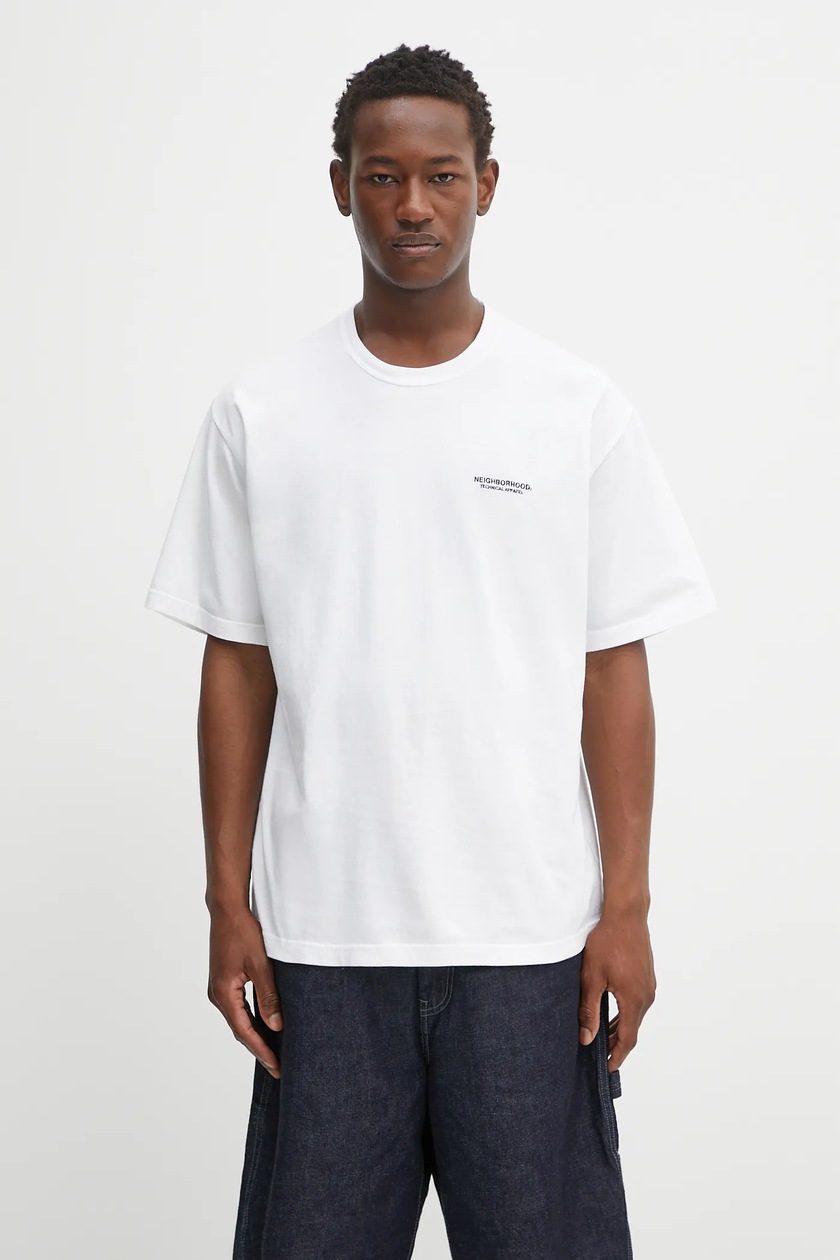 NEIGHBORHOOD t-shirt Tee SS-2 men's white color with a print