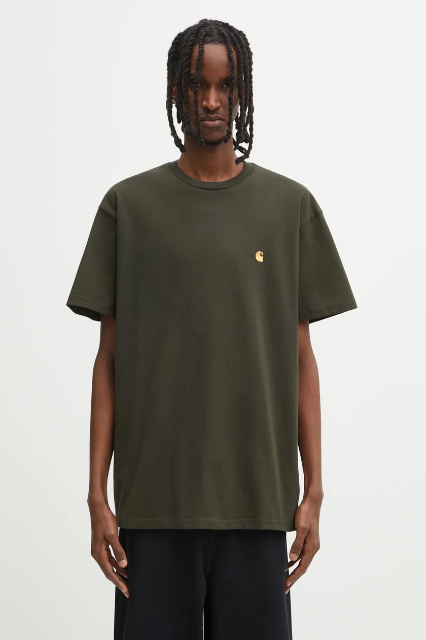 VETEMENTS cotton t-shirt Oval Logo Cropped Boxy men's green color