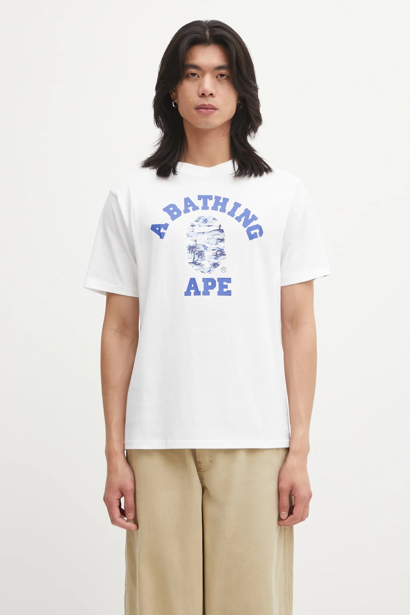 A Bathing Ape cotton t-shirt Abc Camo men's white color with a