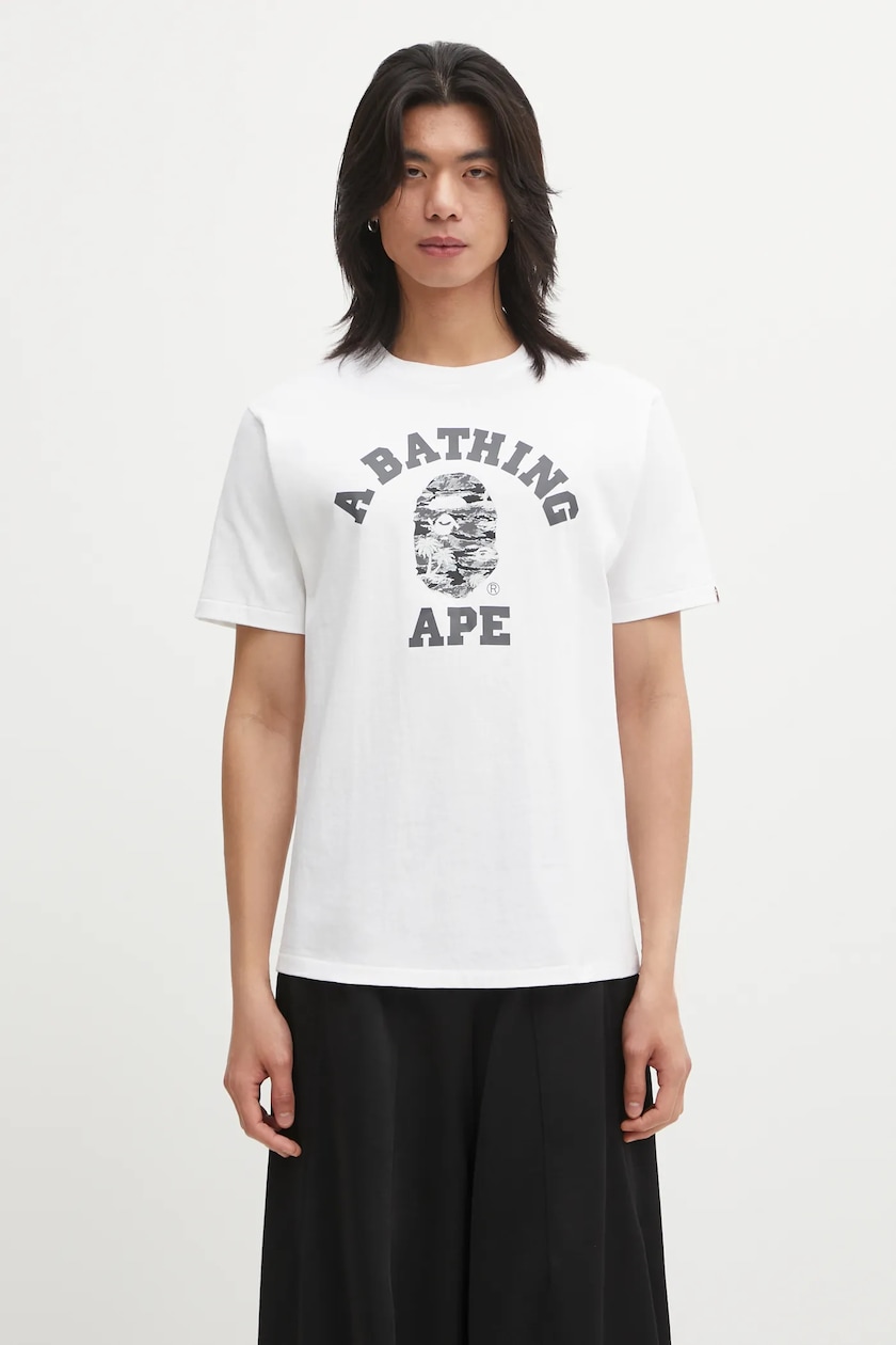 A Bathing Ape cotton t-shirt Abc Camo men's white color with a