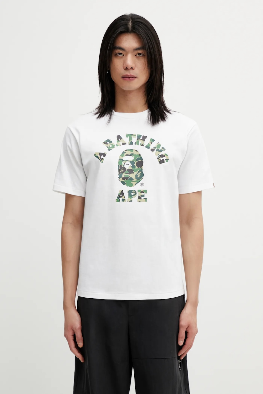 A Bathing Ape cotton t-shirt COLLEGE TEE men's white color with a A Bathing Ape cotton t-shirt COLLEGE TEE men's white color with a