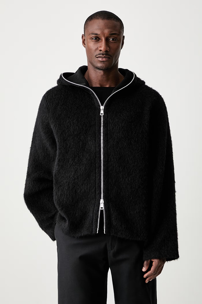 AAPE sweatshirt Now Zip Up black color hooded patterned
