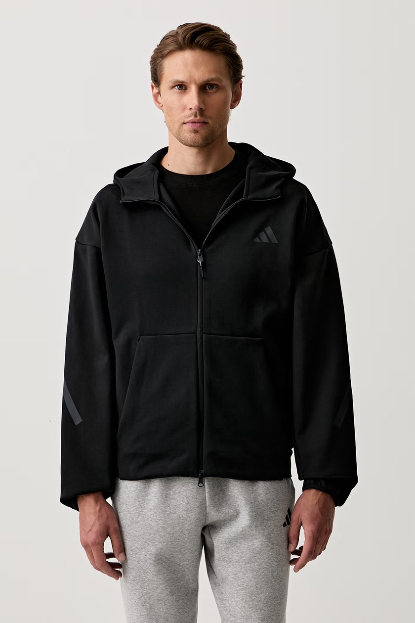 Кофта adidas Essentials мужская цвет чёрный с капюшоном однотонная