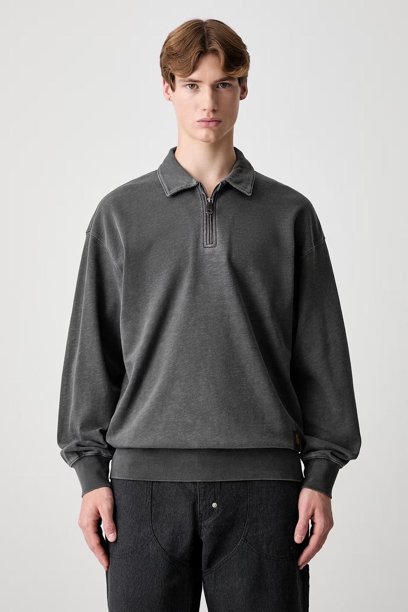 Carhartt WIP cotton longsleeve top L/S Morrison Rugby Shirt gray