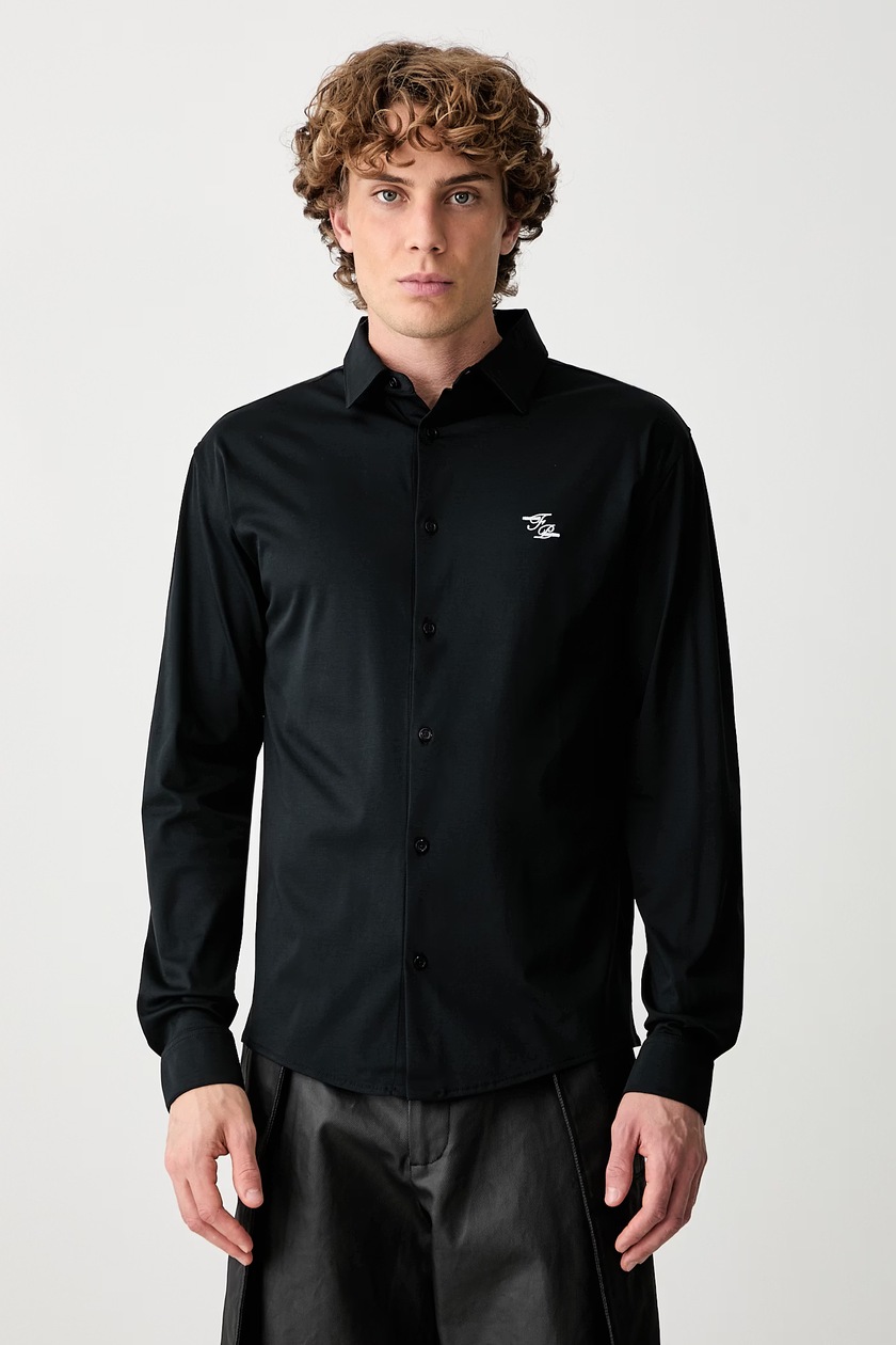 Represent cotton shirt Short Sleeve Cotton Overshirt black color