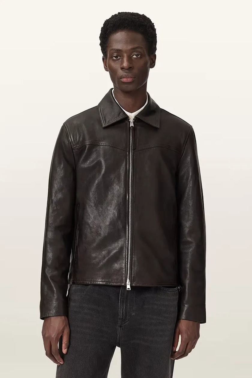 Замшевая куртка AllSaints DELLCOT цвет коричневый демисезонная