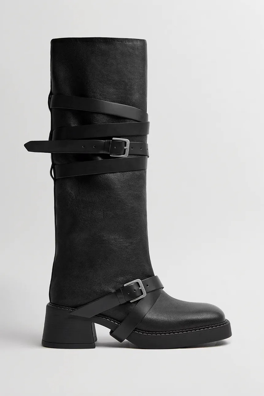 Miista Yumi knee-high boots on the post Women's leather PRM EU