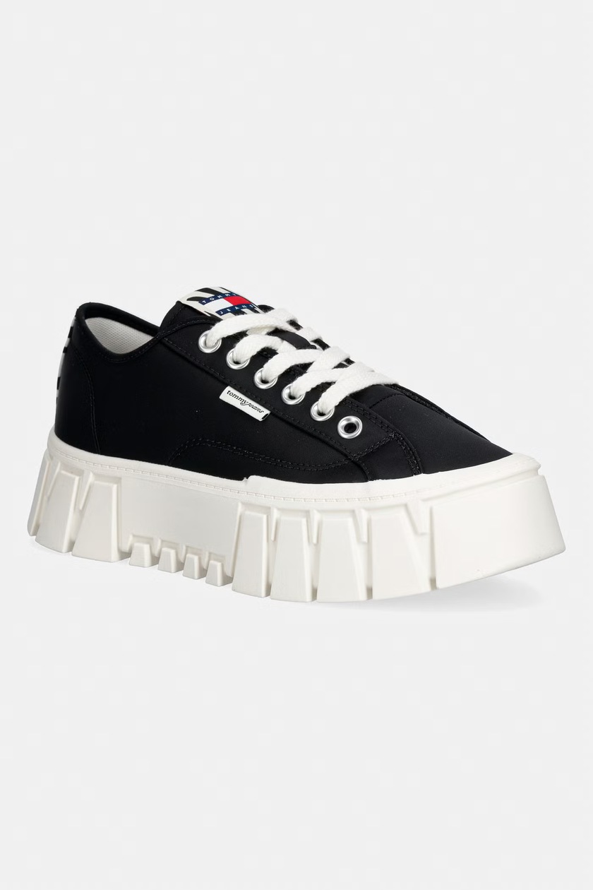 Кожени маратонки Tommy Jeans THE GREENWICH EDGE CALF HAIR в кафяво