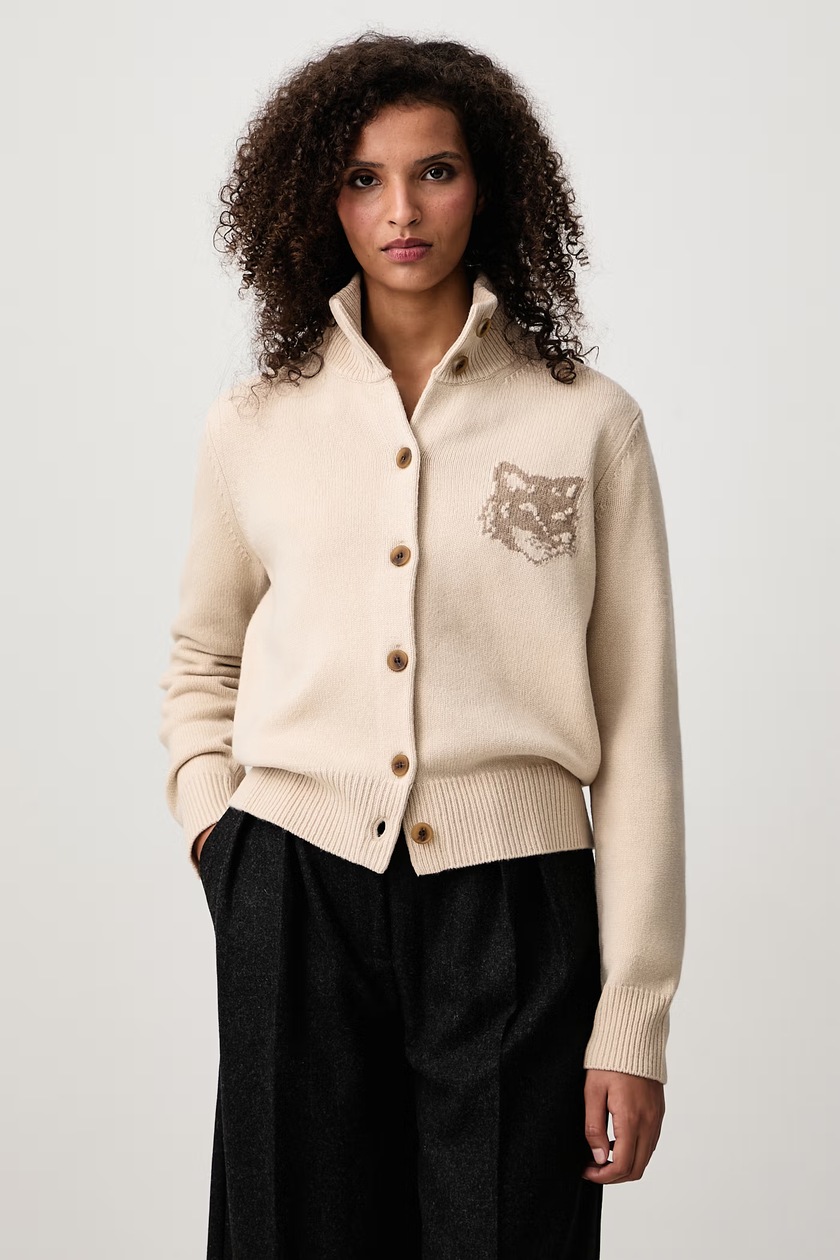 Maison Kitsuné wool cardigan Bold Fox Head Patch Regular Cardigan