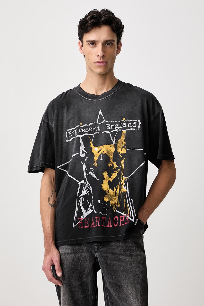 Represent cotton t-shirt Legacy Falcon black color patterned