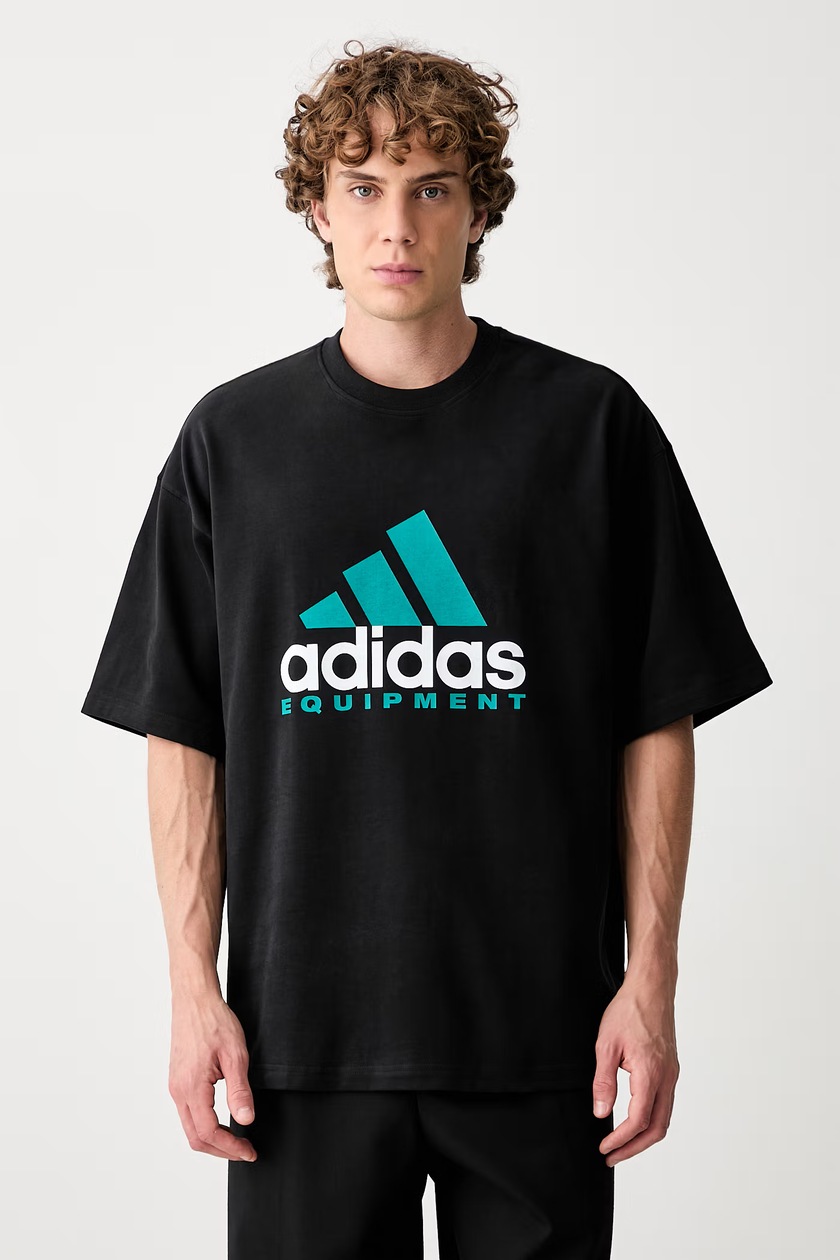 adidas Originals cotton t-shirt Oversize Tee men's black color