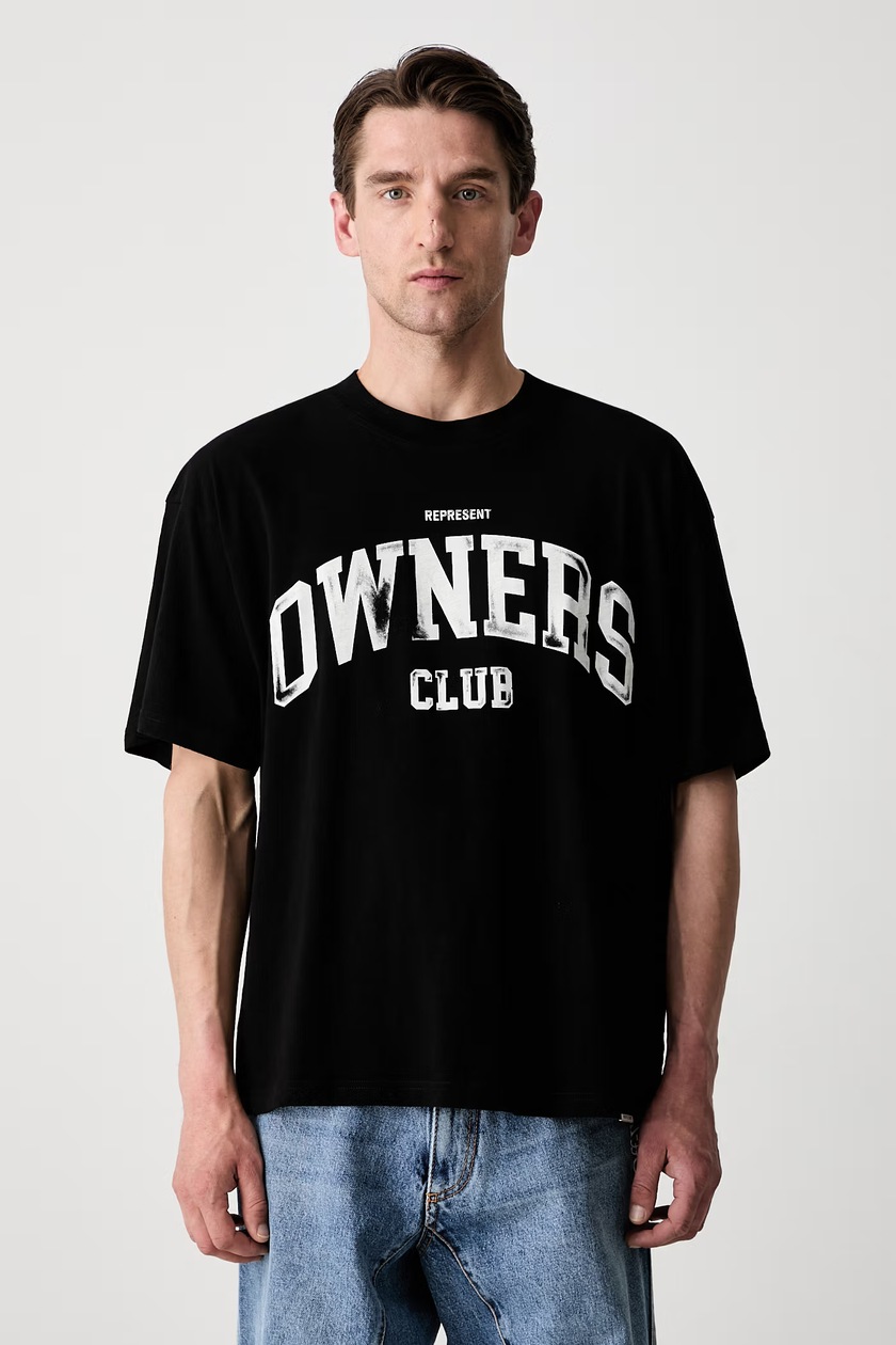 VETEMENTS cotton t-shirt Oval Logo Cropped Boxy men's black color
