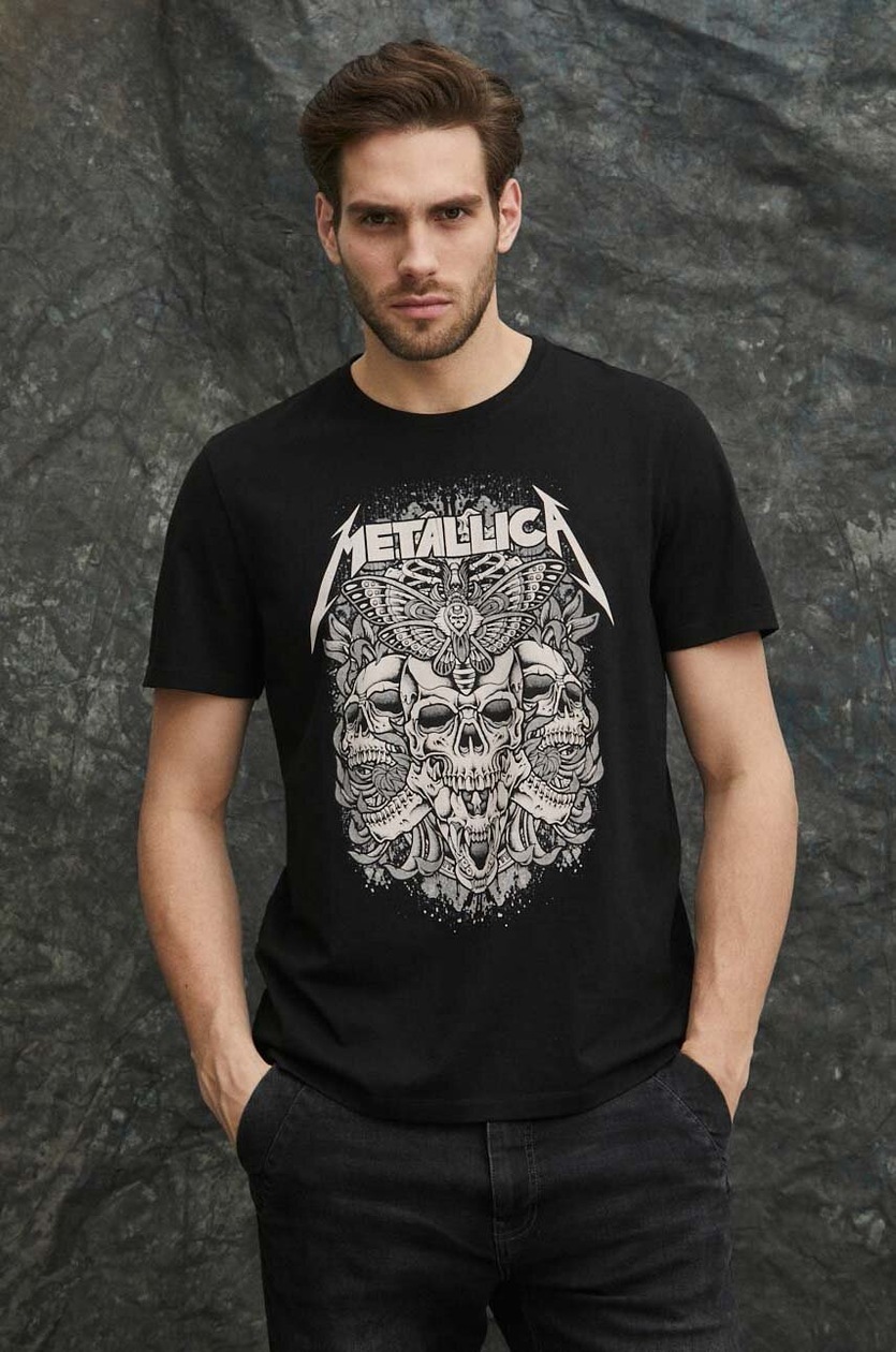 T-shirt bawełniany męski Metallica kolor czarny - MEDICINE