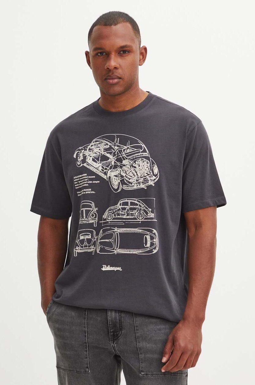 T-shirt bawełniany męski Volkswagen kolor szary - MEDICINE
