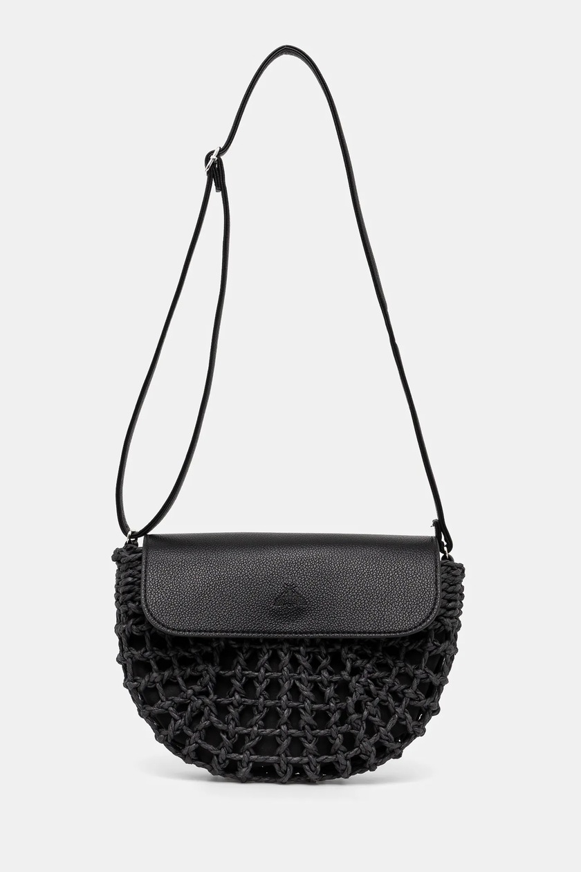 Torebka skórzana damska z zamszową wstawką kolor czarny - MEDICINE