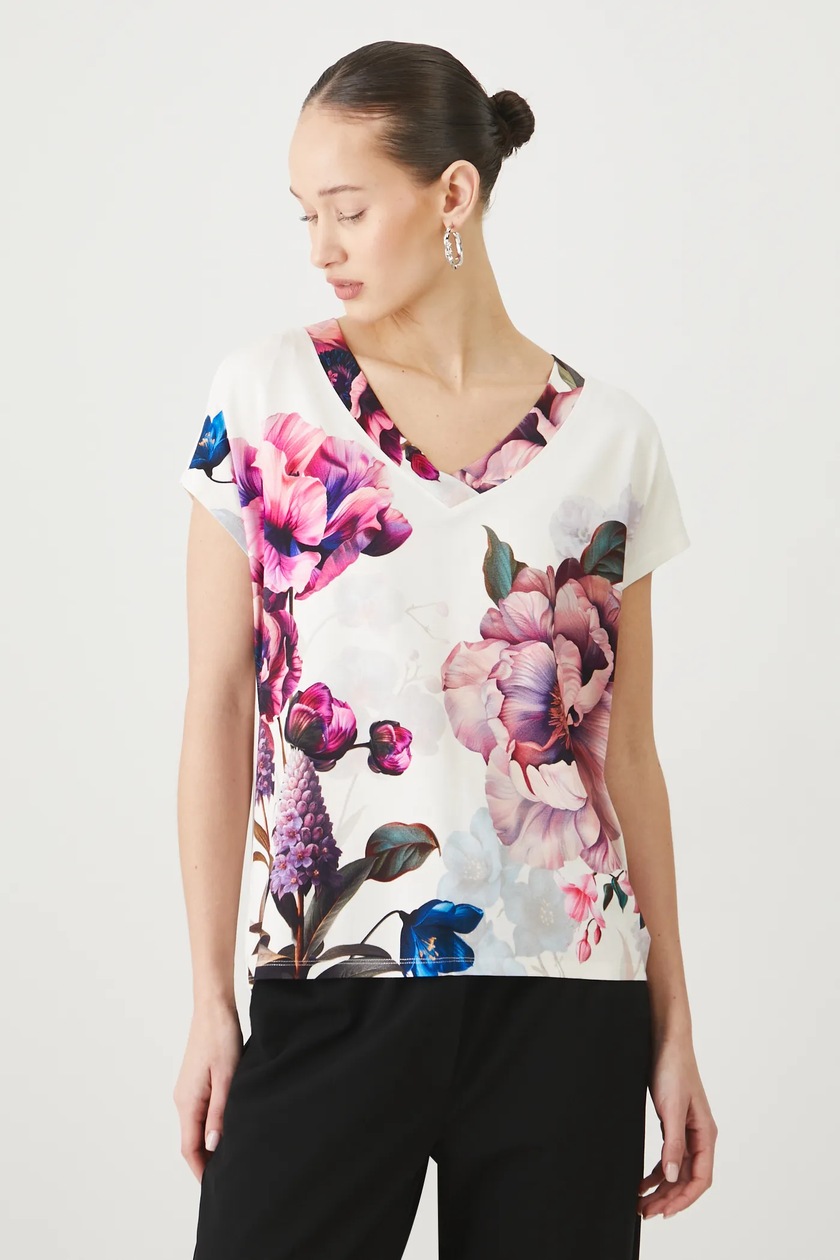 T-shirt damski z wiskozą z nadrukiem kolor beżowy - MEDICINE