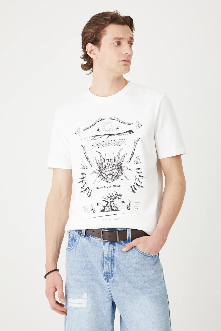 T-shirt bawełniany męski z nadrukiem - MEDICINE