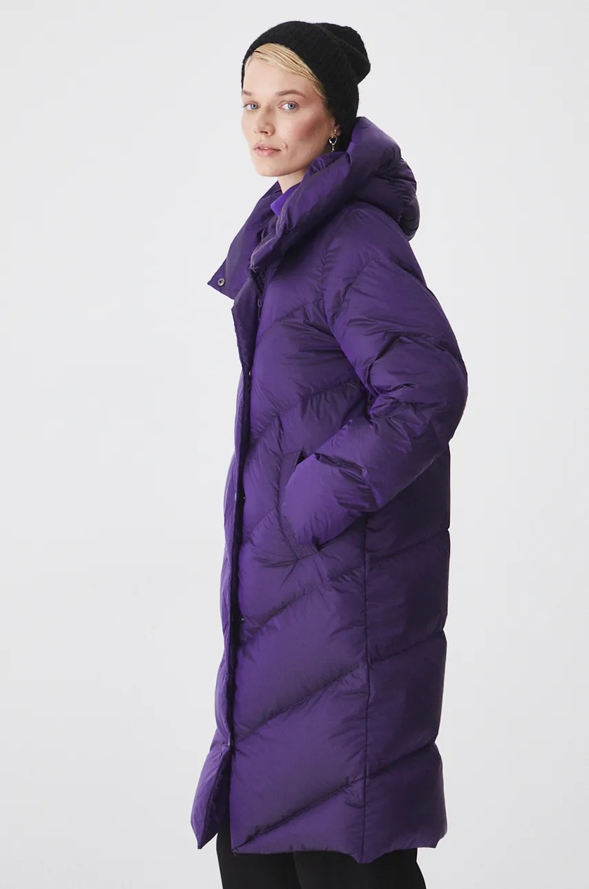 Куртка adidas Originals Long Puffer женская цвет фиолетовый зимняя