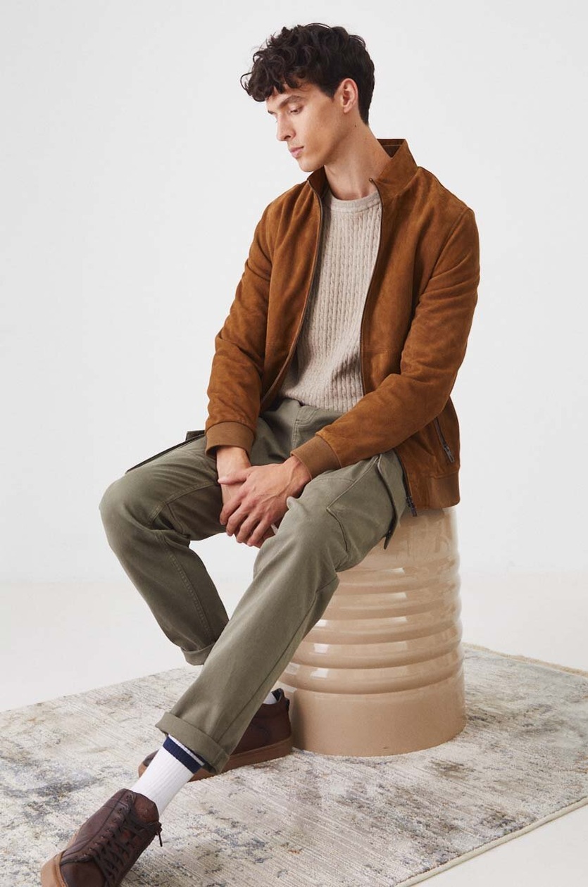 アメガジ Medicine kurtka zamszowa męska kolor brązowy przejściowa | Answear.com