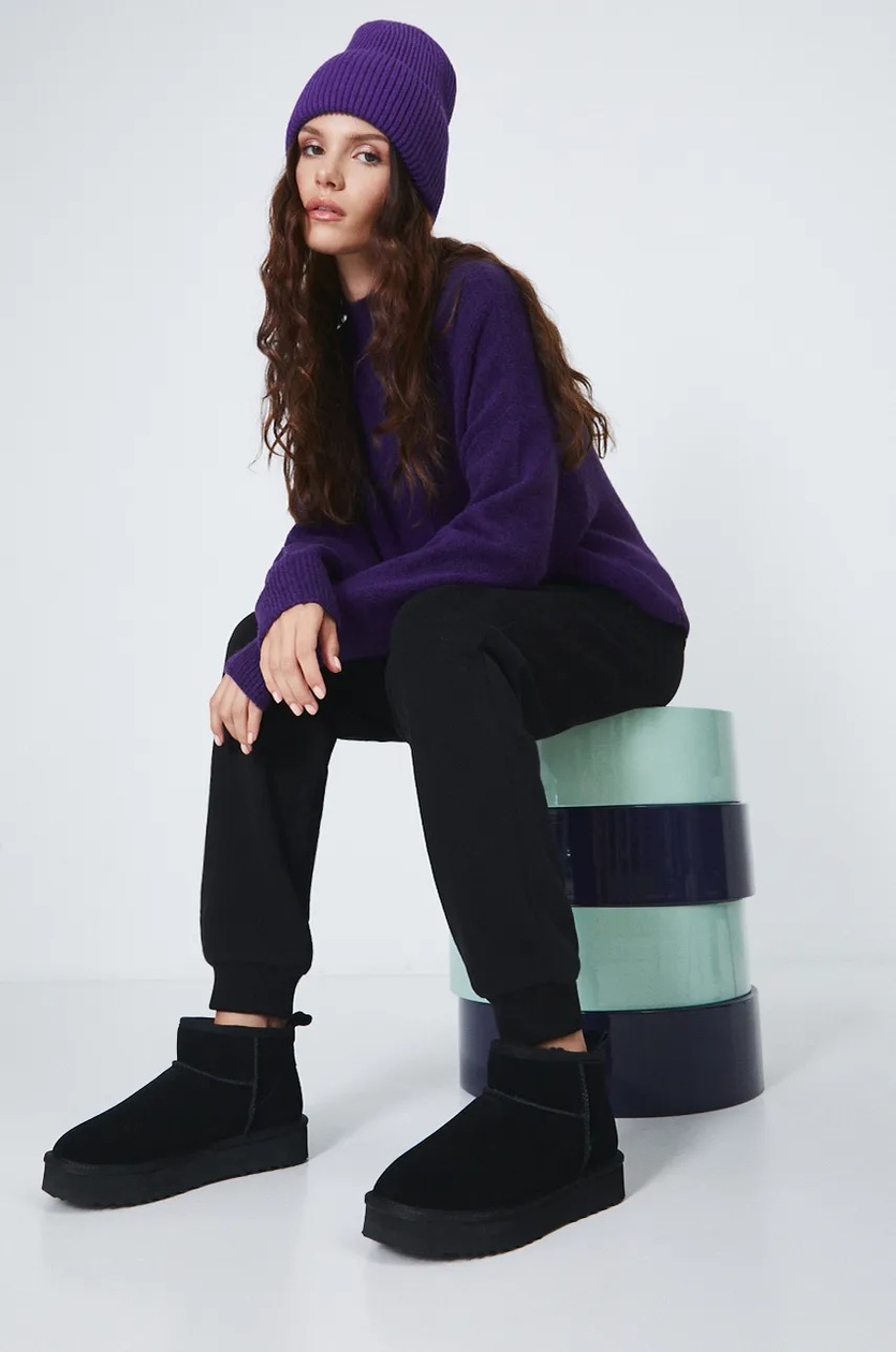 rumimi　R Śniegowce zamszowe damskie ocieplane kolor czarny - MEDICINE