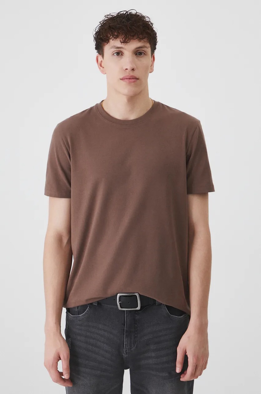 T-shirt męski z nadrukiem kolor brązowy - MEDICINE