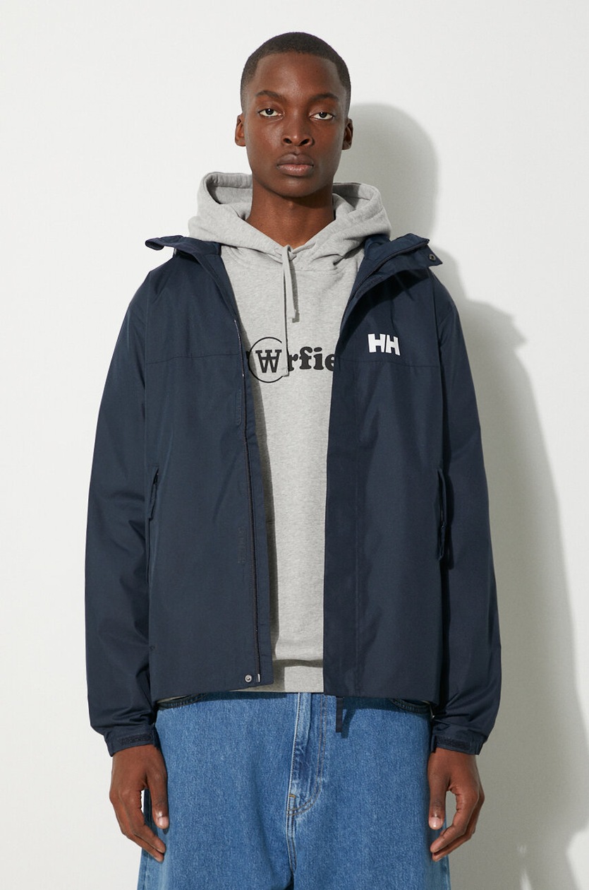 Helly Hansen rain jacket Ervik men's navy blue color 64032 at PRM US