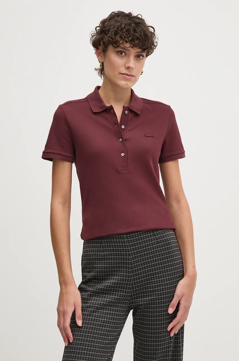 Lacoste polo shirt women s maroon color at PRM US