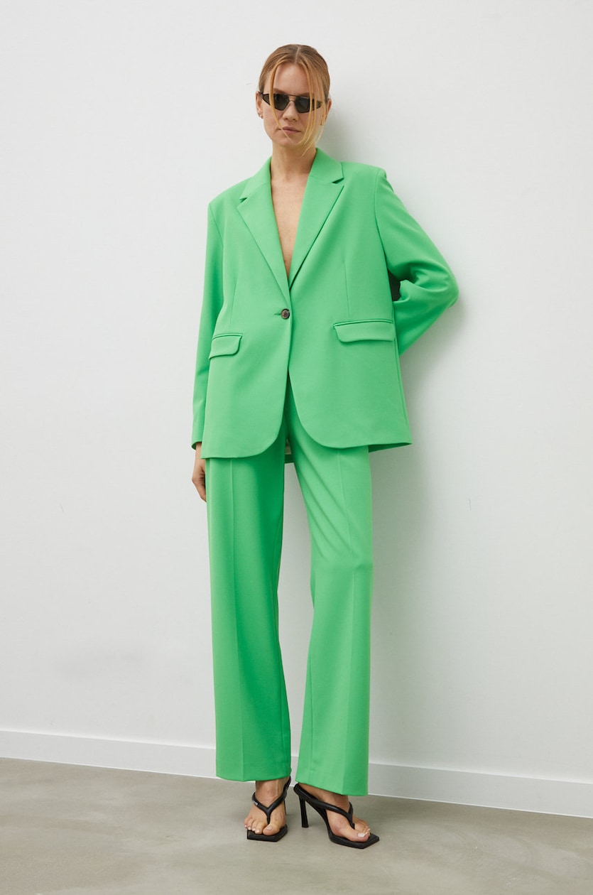 Samsoe Samsoe blazer green color smooth at PRM US
