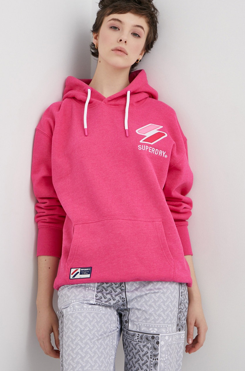 Superdry Felpa Felpa Superdry Rosa Felpa Con Cappuccio Con Logo Da