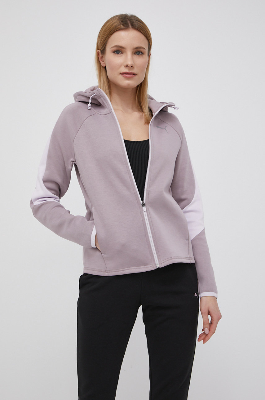 Puma bluza Evostripe 84707318 damska kolor różowy z kapturem gładka |  Answear.com