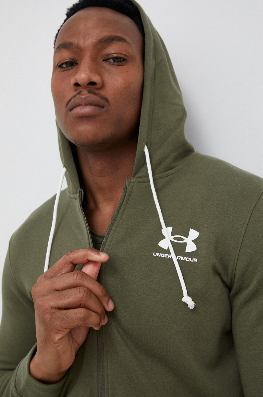 Felpa under armour verde con cappuccio outlet