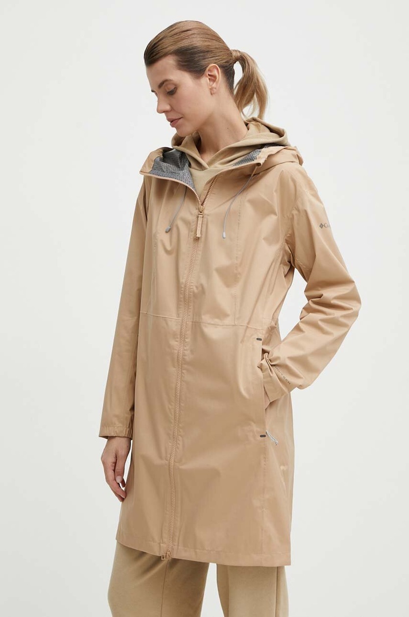 Columbia parka Here and There damska kolor beżowy przejściowa