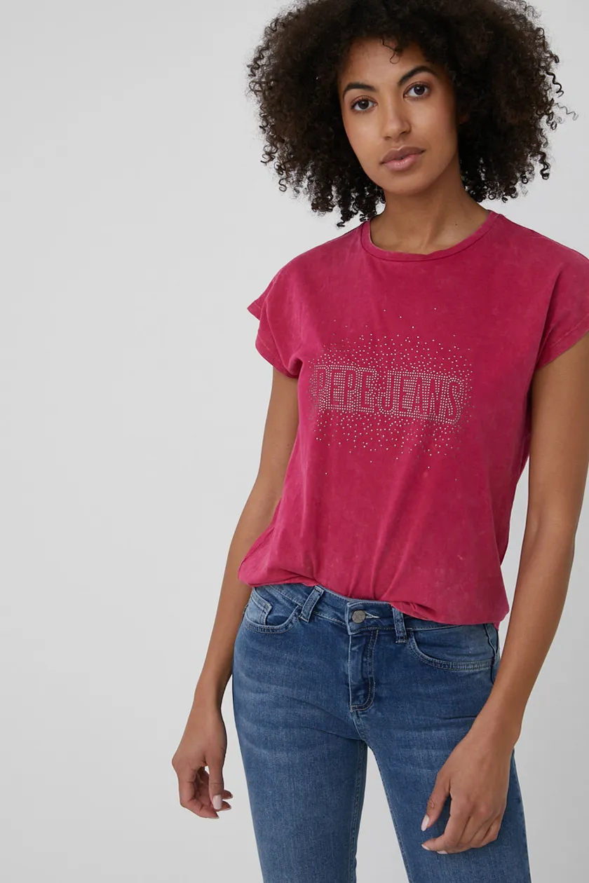 kolor BON t-shirt Jeans bawełniany Pepe różowy