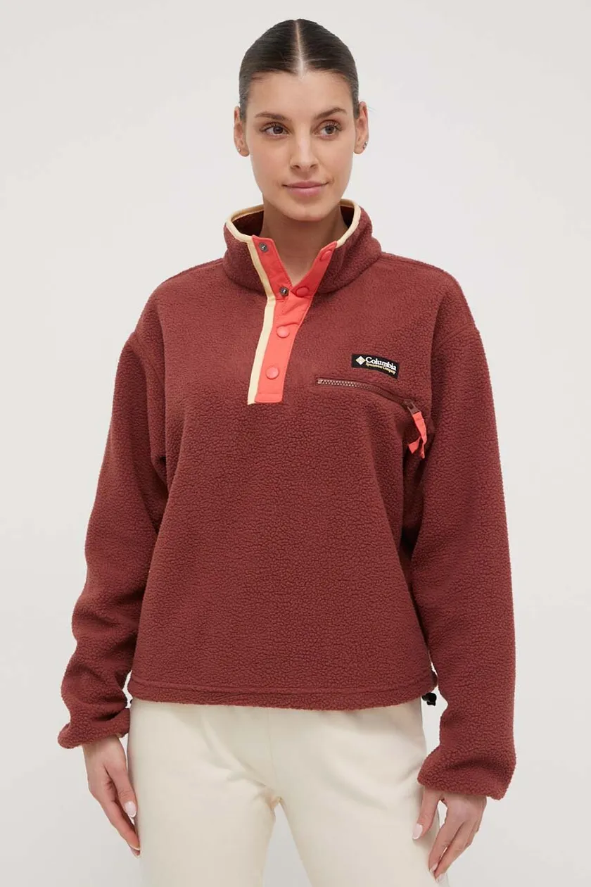 Columbia sports sweatshirt Helvetia Cropped maroon color buy on PRM