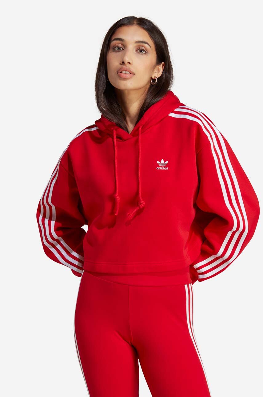 Red adidas crop top hoodie Clearance