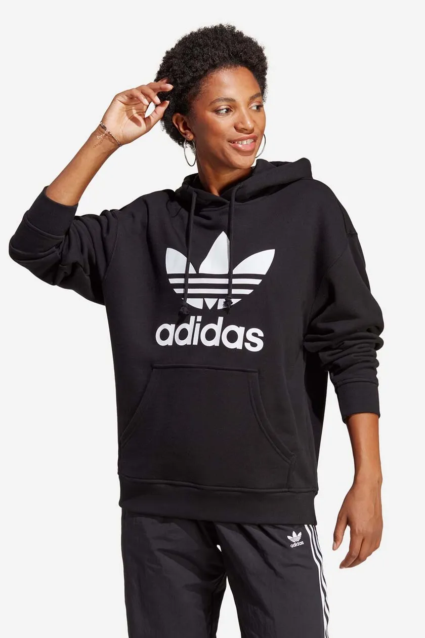 adidas Originals cotton buy Hoodie on PRM | black color Trefoil sweatshirt women\'s