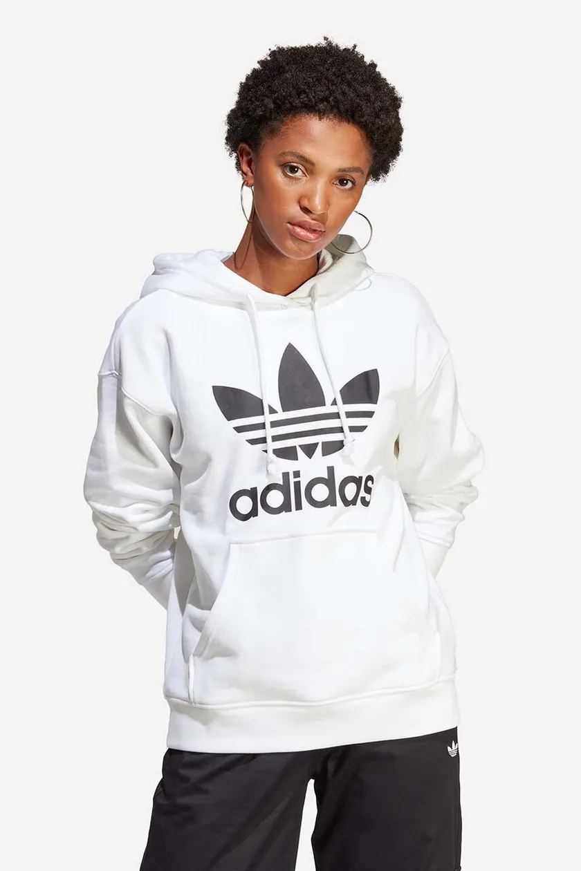 adidas Originals cotton sweatshirt Trefoil Hoodie women\'s white color | buy  on PRM | Sweatshirts
