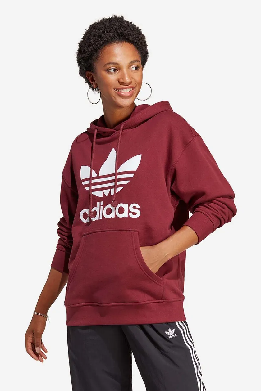 adidas Originals cotton sweatshirt on color Trefoil PRM women\'s | Hoodie buy red